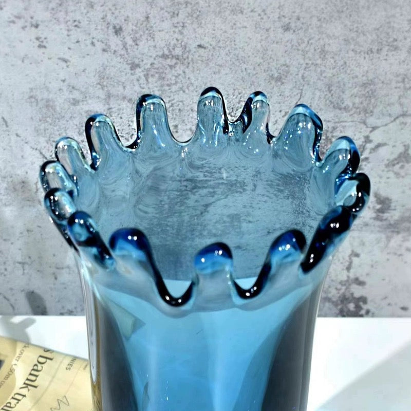 Elegance in Bloom - Blue Orchid Vase for Floral Displays Home Decor cabinet  Sleek Contemporary Sophisticated Unique Elegant Decorative Trendy stylish Minimalist Artistic Luxury Designer tabletop table decor accessories tableware living room decor coffee table decor