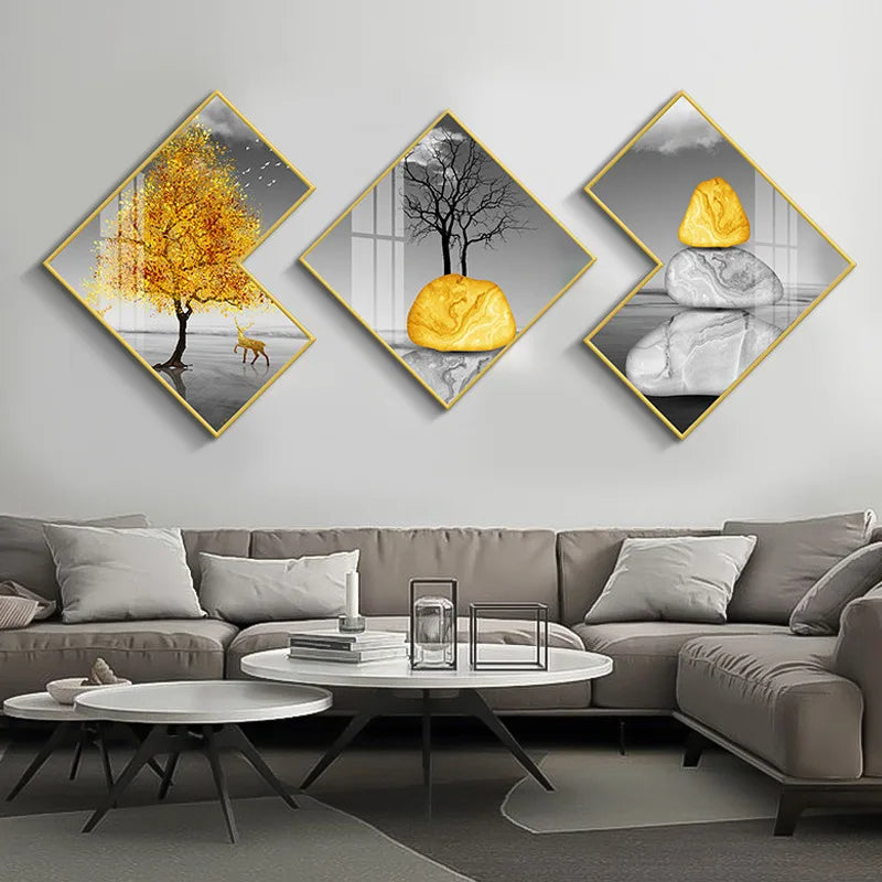 Triple Special-Shaped wall Painting