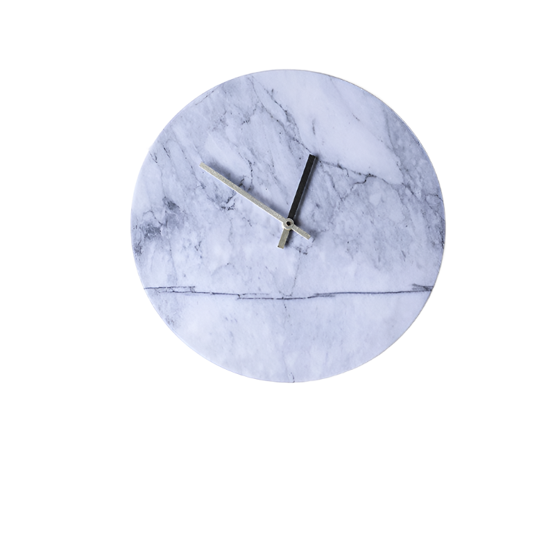 Round Marble Clock - Light Grey