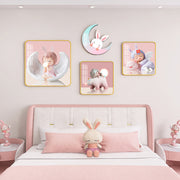 Girls Children Bedroom Princess Cartoon decoration pink wall painting set with moon mural