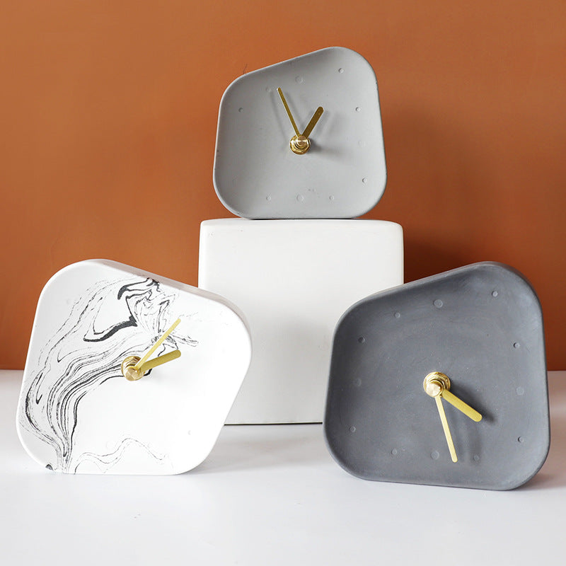Abstruse Marble Table Clock - Artistic Timekeeping Home Decor Unique Luxury Minimalist desk tabletop table stylish artistic Contemporary Nordic Timepiece Timekeeping Scandinavian trendy modern compact
