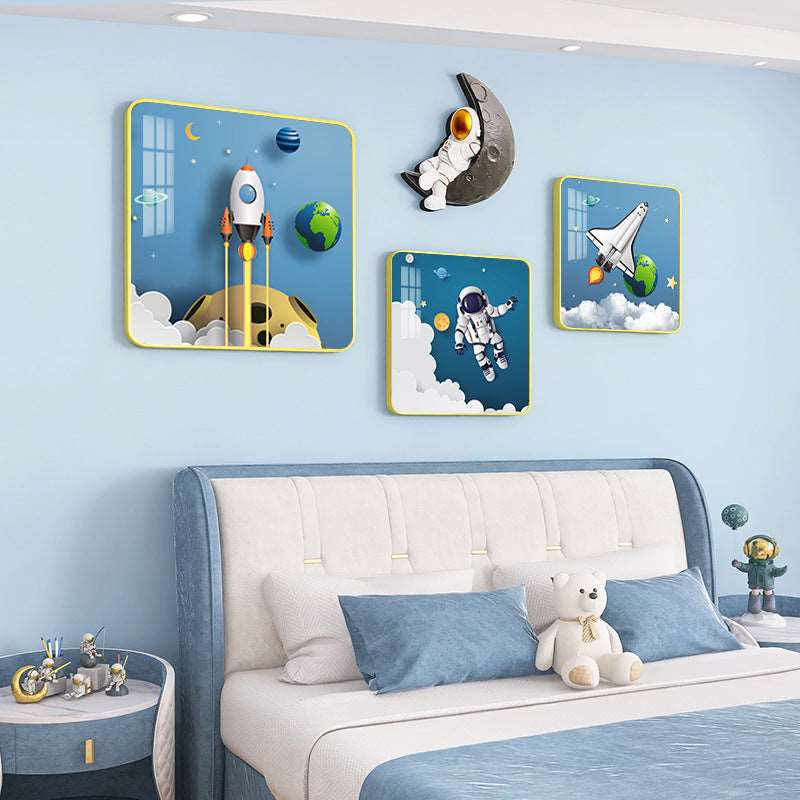 Boys Children Bedroom Cartoon decoration wall painting set with moon mural - Bliss Vie