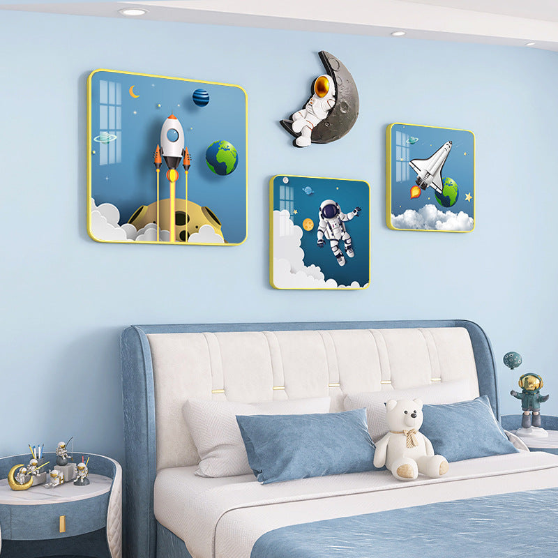 مجموعة لوحات جدارية لتزيين غرفة نوم الأطفال والأولاد مع جدارية على شكل قمر