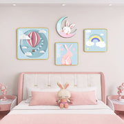 Girls Children Bedroom Princess Cartoon decoration pink wall painting set with moon mural