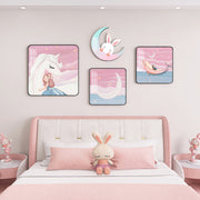 Girls Children Bedroom Princess Cartoon decoration pink wall painting set with moon mural