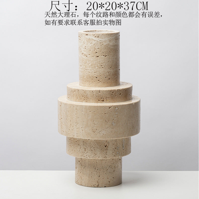 Travertine Vase And Flower Ware