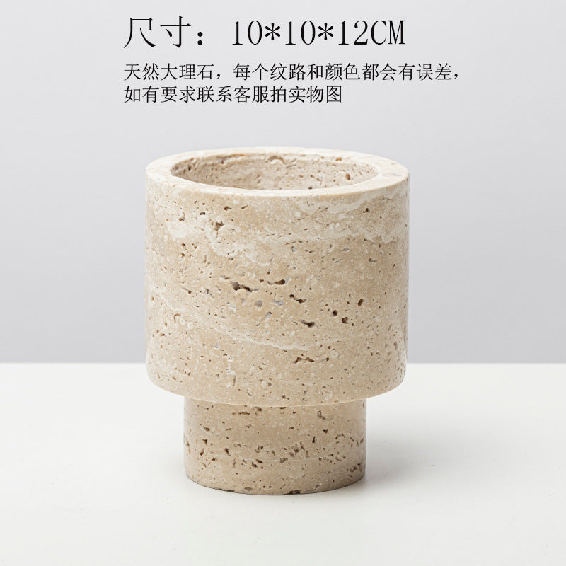 Travertine Vase And Flower Ware