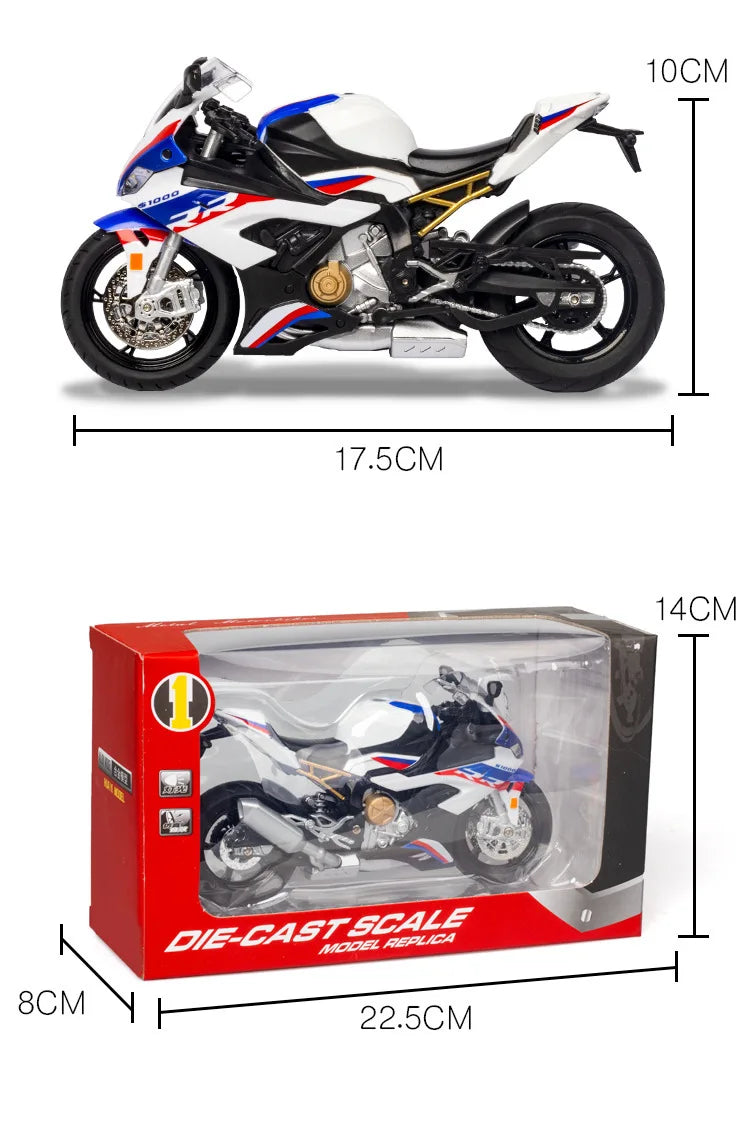 BMW S1000RR Motorcycle Scale 1:12 | Collectible Home Decor Classic relicas retro vehicle models Unique antique Decorative car motorbike miniatures Designer tabletop table decor accessories tableware