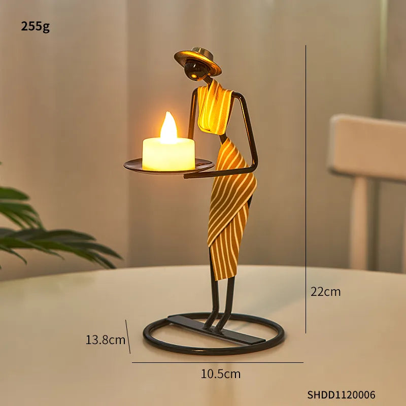 Unique Figurines Candlestick - Artistic Candle Holder Decor Home Decor cabinet  Sleek Contemporary Sophisticated Unique Elegant Decorative Trendy stylish Minimalist Artistic Luxury Designer tabletop table decor accessories tableware living room decor coffee table decor