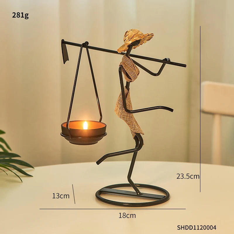 Unique Figurines Candlestick - Artistic Candle Holder Decor Home Decor cabinet  Sleek Contemporary Sophisticated Unique Elegant Decorative Trendy stylish Minimalist Artistic Luxury Designer tabletop table decor accessories tableware living room decor coffee table decor