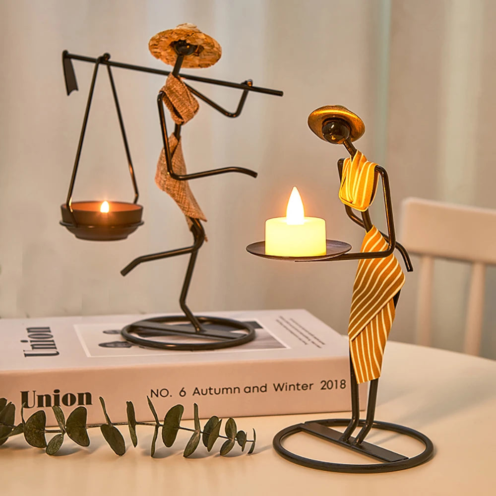 Unique Figurines Candlestick - Artistic Candle Holder Decor Home Decor cabinet  Sleek Contemporary Sophisticated Unique Elegant Decorative Trendy stylish Minimalist Artistic Luxury Designer tabletop table decor accessories tableware living room decor coffee table decor