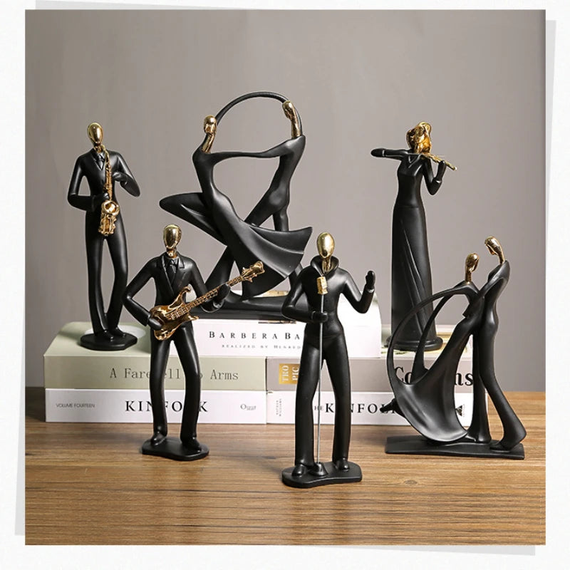 Creative Band Abstract Figure Statue - Unique Sculptural Home Decor cabinet  Sleek Contemporary Sophisticated Unique Elegant Decorative Trendy stylish Minimalist Artistic Luxury Designer tabletop table decor accessories tableware living room decor coffee table decor