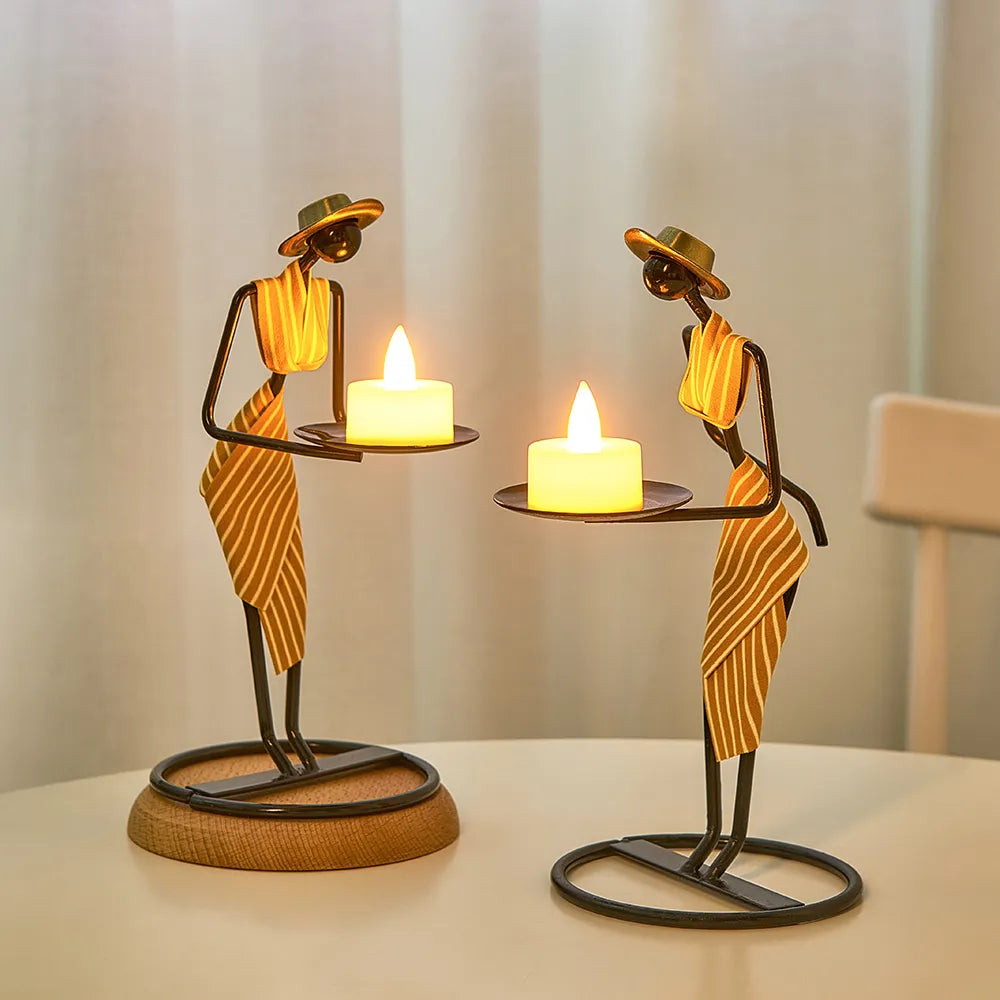 Unique Figurines Candlestick - Artistic Candle Holder Decor Home Decor cabinet  Sleek Contemporary Sophisticated Unique Elegant Decorative Trendy stylish Minimalist Artistic Luxury Designer tabletop table decor accessories tableware living room decor coffee table decor