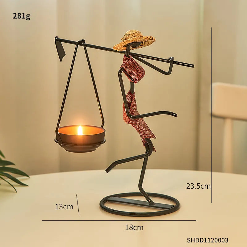 Unique Figurines Candlestick - Artistic Candle Holder Decor Home Decor cabinet  Sleek Contemporary Sophisticated Unique Elegant Decorative Trendy stylish Minimalist Artistic Luxury Designer tabletop table decor accessories tableware living room decor coffee table decor