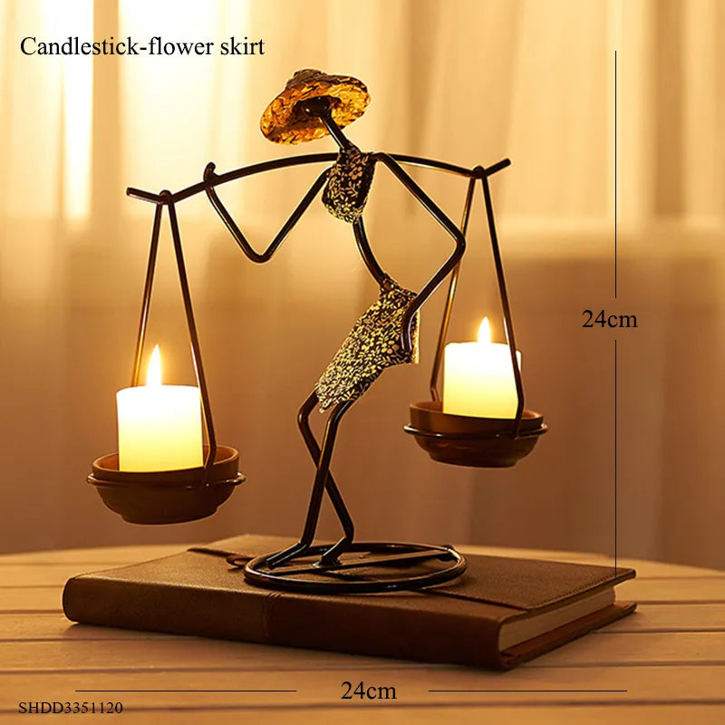 Unique Figurines Candlestick - Artistic Candle Holder Decor Home Decor cabinet  Sleek Contemporary Sophisticated Unique Elegant Decorative Trendy stylish Minimalist Artistic Luxury Designer tabletop table decor accessories tableware living room decor coffee table decor