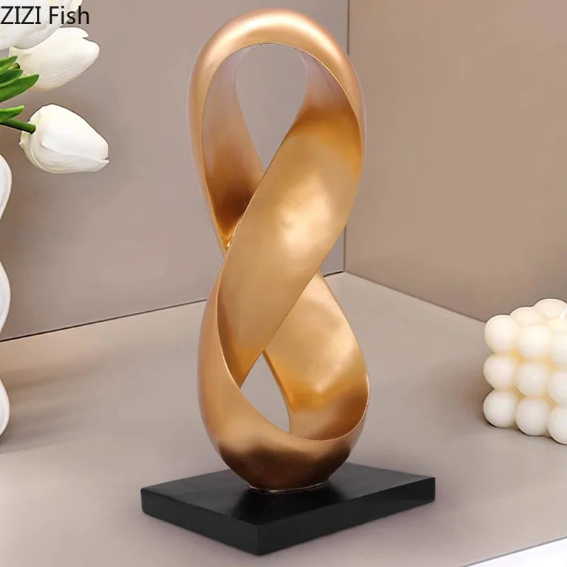 Creative Golden Ribbon Statue Ornaments Desk Decoration