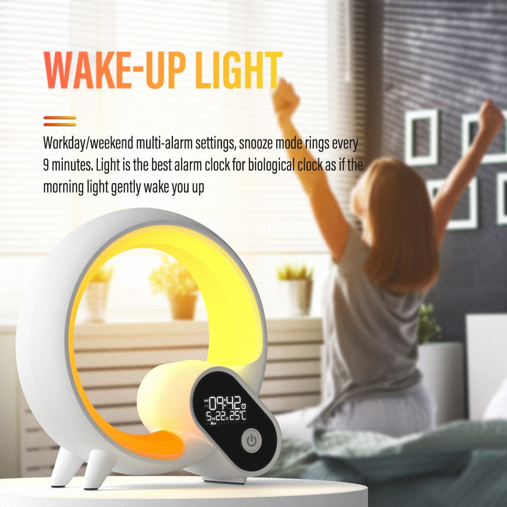 Smart and Stylish: Night Lamp Alarm Clock - Home Decor Unique Luxury Minimalist desk tabletop table stylish artistic Contemporary Nordic Timepiece Timekeeping Scandinavian trendy modern compact