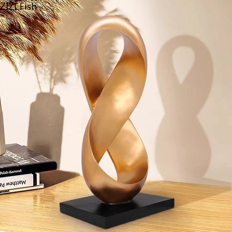 Creative Golden Ribbon Statue Ornaments Desk Decoration