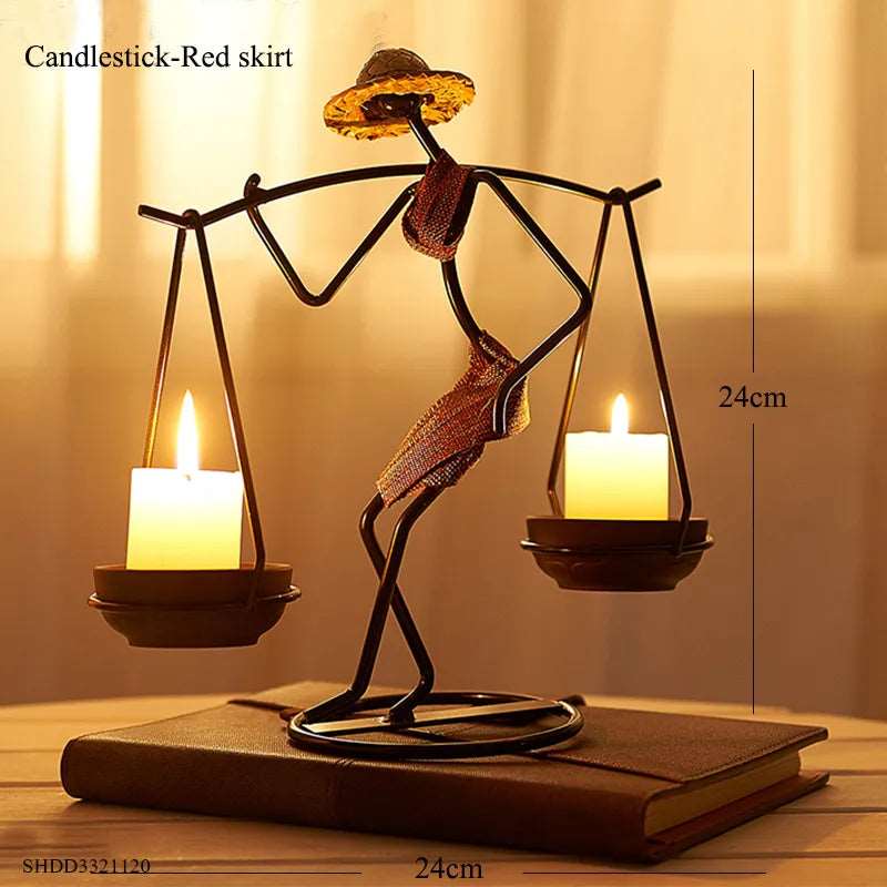 Unique Figurines Candlestick - Artistic Candle Holder Decor Home Decor cabinet  Sleek Contemporary Sophisticated Unique Elegant Decorative Trendy stylish Minimalist Artistic Luxury Designer tabletop table decor accessories tableware living room decor coffee table decor