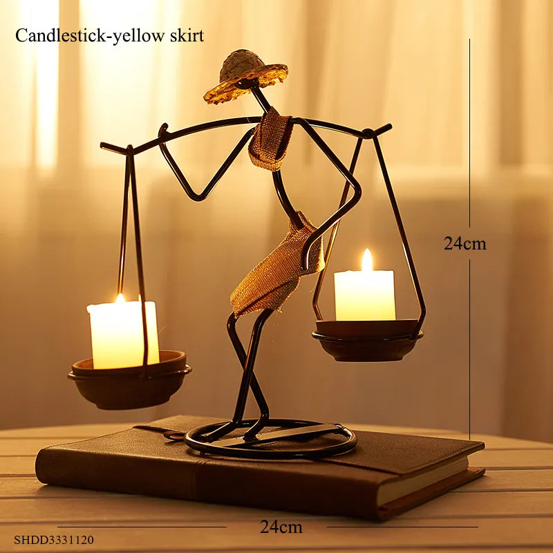 Unique Figurines Candlestick - Artistic Candle Holder Decor Home Decor cabinet  Sleek Contemporary Sophisticated Unique Elegant Decorative Trendy stylish Minimalist Artistic Luxury Designer tabletop table decor accessories tableware living room decor coffee table decor