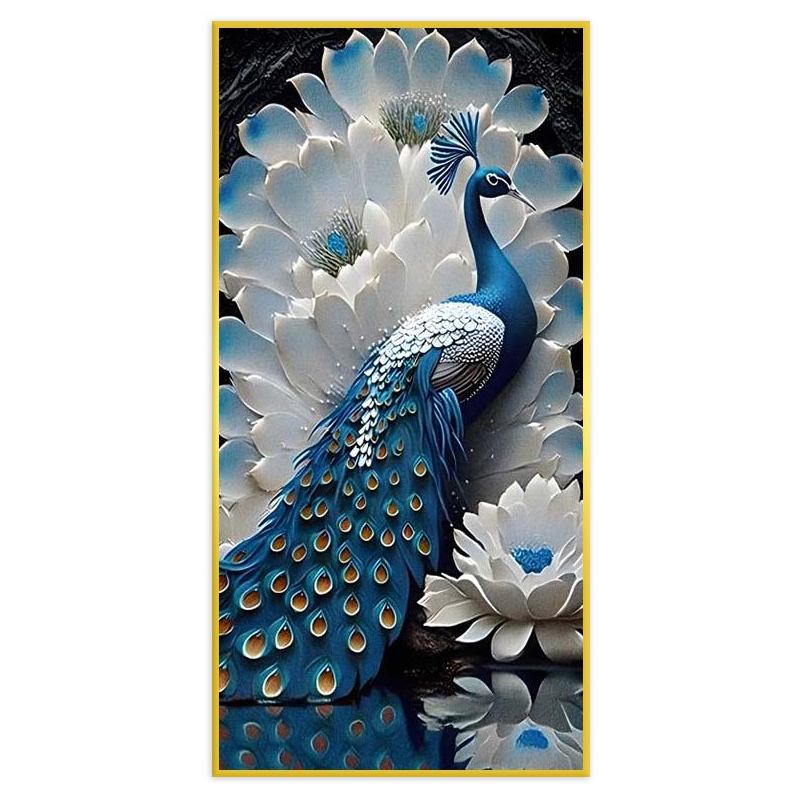 Peacock Painting with Diamond