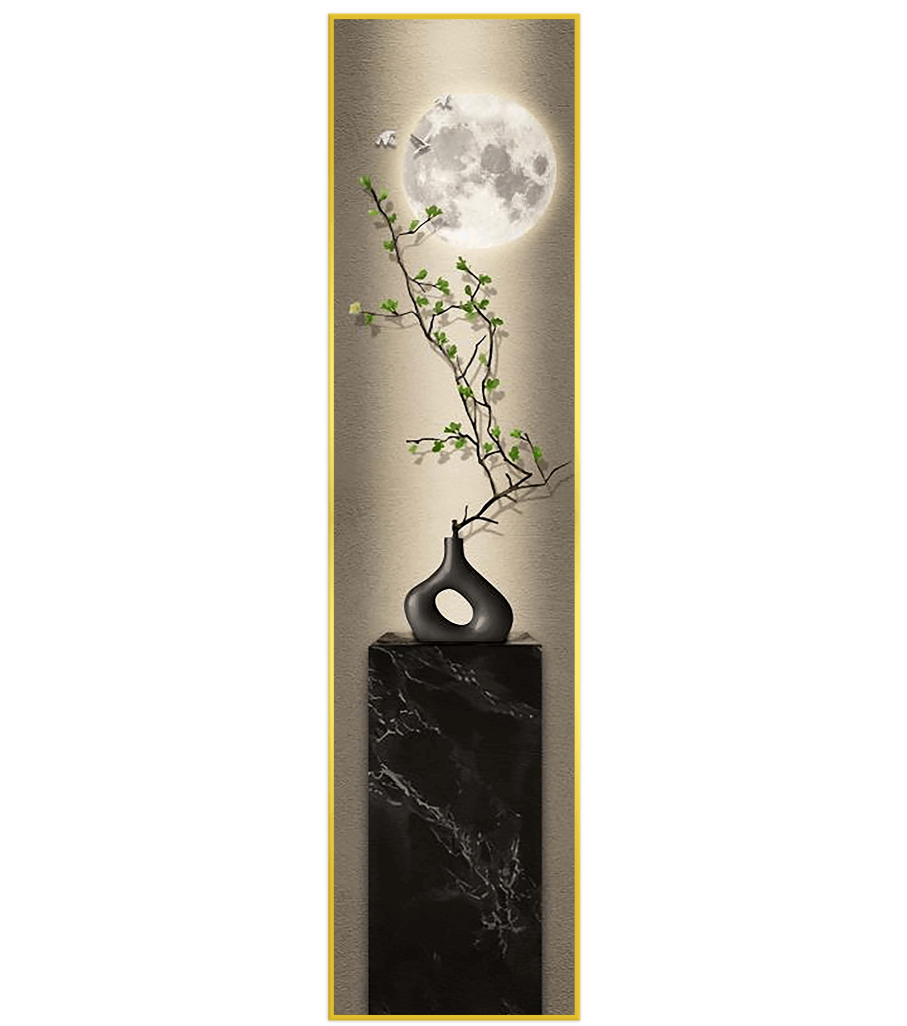 Flower with Moon Tall Painting - Bliss Vie