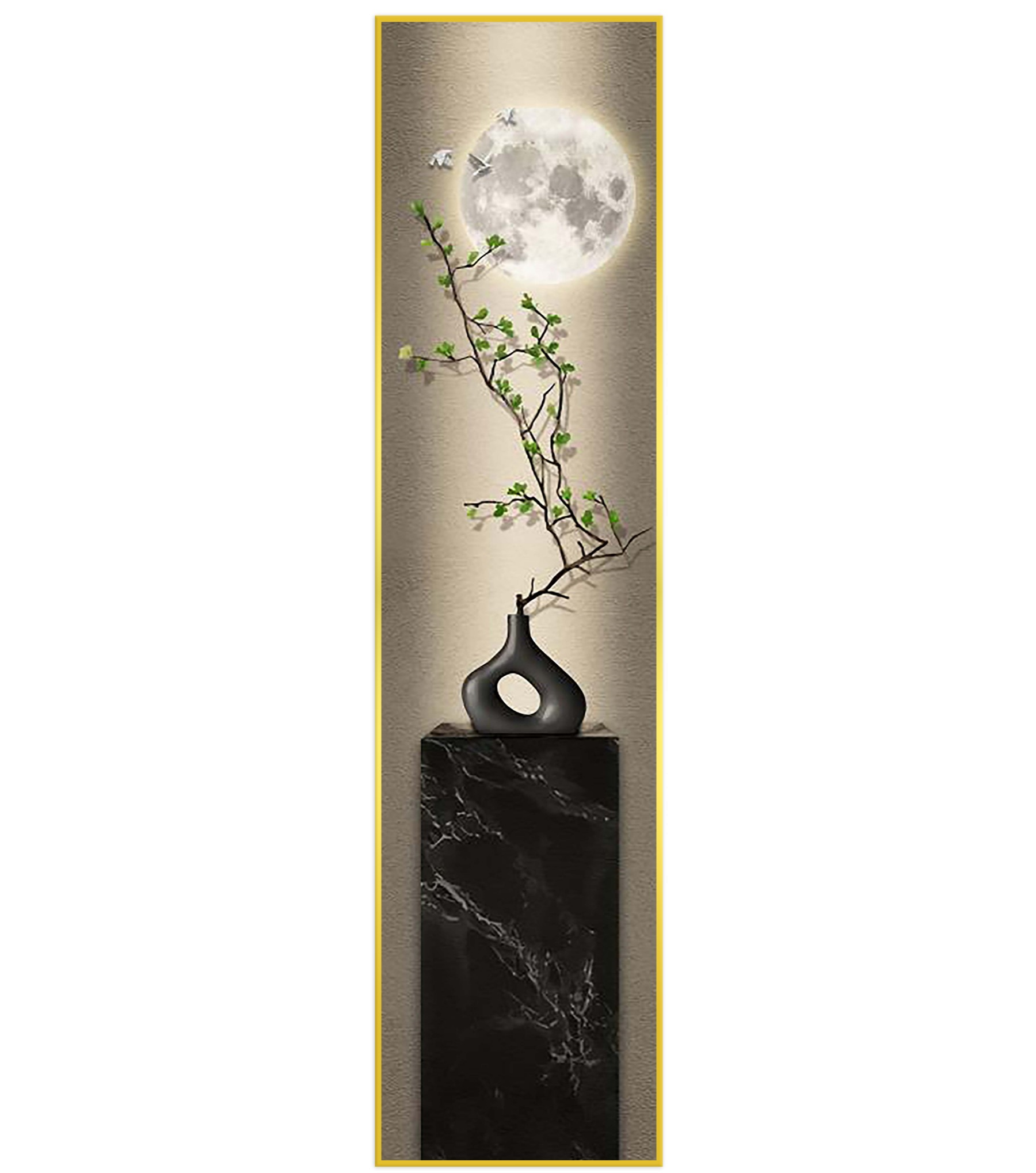 Flower with Moon Tall Painting