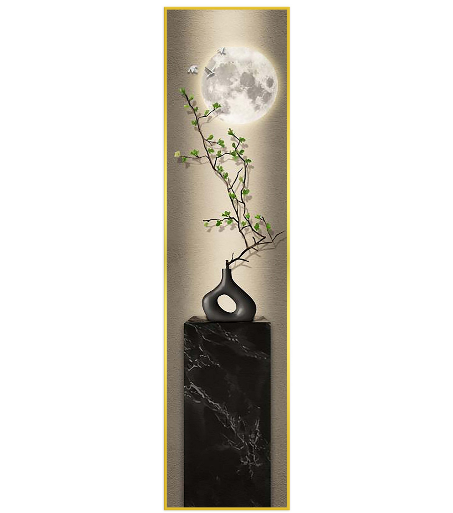 Flower with Moon Tall Painting