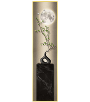 لوحة زهرة مع قمر طويل القامة