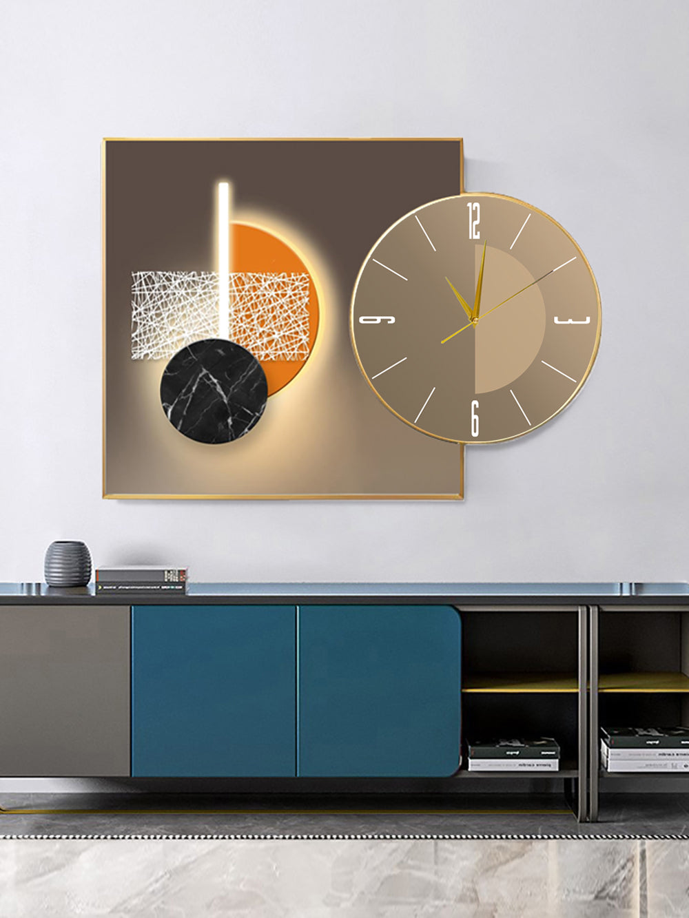 Wall Clock with Abstract Painting - Functional Art for Your Home Home Decor crystal porcelain Framed Large wall wall art wall accents wall clock large artistic wall clock