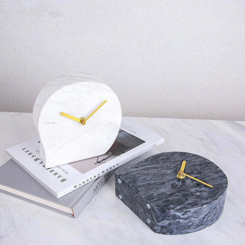 Stylish Table Marble Clock | Home Decor Unique Luxury Minimalist desk tabletop table stylish artistic Contemporary Nordic Timepiece Timekeeping Scandinavian trendy modern compact