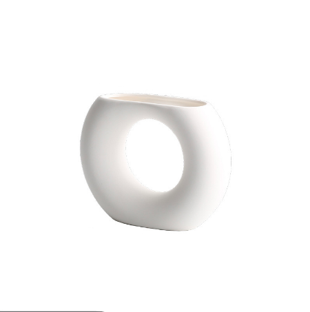 Nordic Ceramic Vase - Donut Shape - Modern Home Decor cabinet  Sleek Contemporary Sophisticated Unique Elegant Decorative Trendy stylish Minimalist Artistic Luxury Designer tabletop table decor accessories tableware living room decor coffee table decor