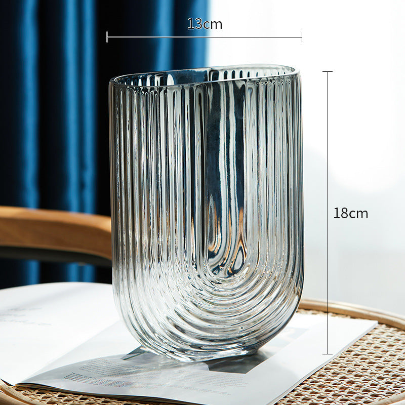 U-Shaped Glass Vase | Home Decor cabinet  Sleek Contemporary Sophisticated Unique Elegant Decorative Trendy stylish Minimalist Artistic Luxury Designer tabletop table decor accessories tableware living room decor coffee table decor