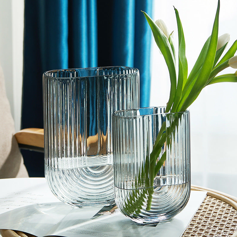 U-Shaped Glass Vase | Home Decor cabinet  Sleek Contemporary Sophisticated Unique Elegant Decorative Trendy stylish Minimalist Artistic Luxury Designer tabletop table decor accessories tableware living room decor coffee table decor