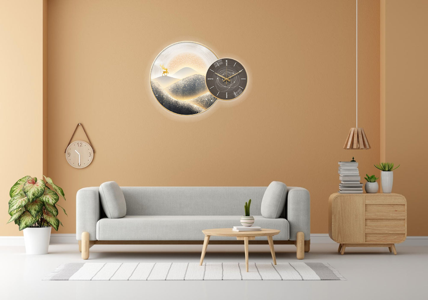 Wall Clock with Painting Sand Round