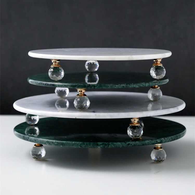 Round Marble Tray with Bead Legs | Home Decor Crystal Sleek Contemporary Sophisticated Unique Elegant Decorative Trendy stylish Chic Minimalist Artistic Luxury Designer tabletop table decor accessories tableware