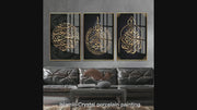 Allah Muhammad Gold & Blue Calligraphy Wall Painting (40x60 cm - Set of 3)