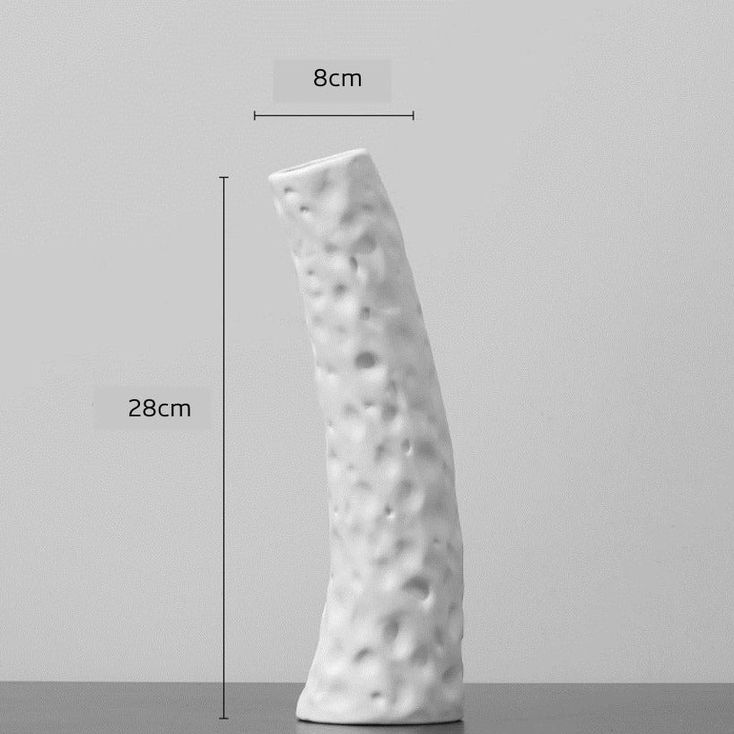 Abstract Long Ceramic Vase | Home Decor cabinet  Sleek Contemporary Sophisticated Unique Elegant Decorative Trendy stylish Minimalist Artistic Luxury Designer tabletop table decor accessories tableware living room decor coffee table decor