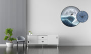 Wall Clock with Painting Moon Round