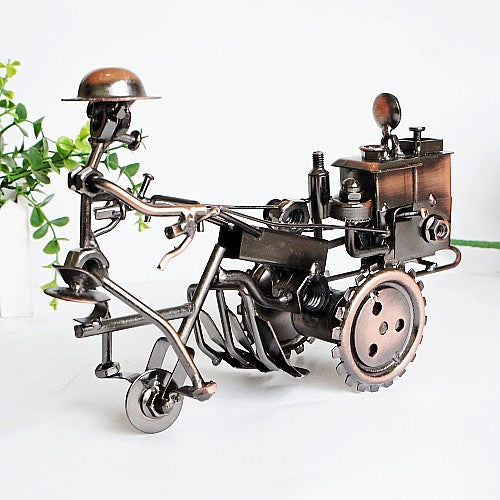 Retro Farmer Tractor Model | Vintage-Inspired Collectible Home Decor Classic relicas retro vehicle models Unique antique Decorative car motorbike miniatures Designer tabletop table decor accessories tableware