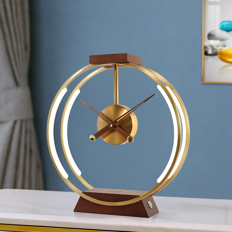 Wooden 3 in 1 Lamp Clock - Multi-Functional Elegance Home Decor Unique Luxury Minimalist desk tabletop table stylish artistic Contemporary Nordic Timepiece Timekeeping Scandinavian trendy modern compact