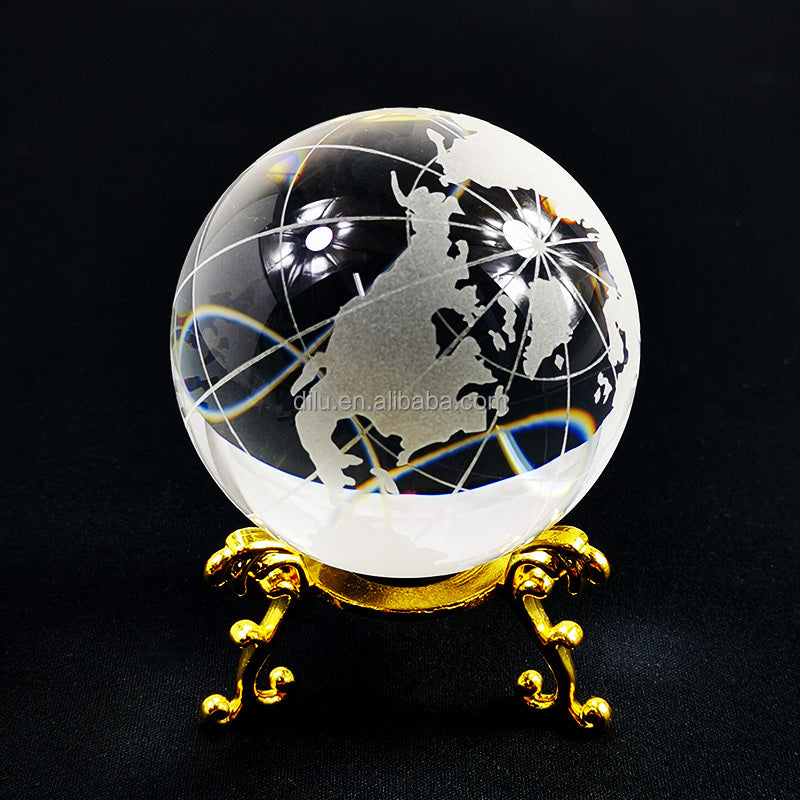 Elegant Explorer - Crystal Desktop Globe for Timeless Home Decor Crystal Sleek Contemporary Sophisticated Unique Elegant Decorative Trendy stylish Chic Minimalist Artistic Luxury Designer tabletop table decor