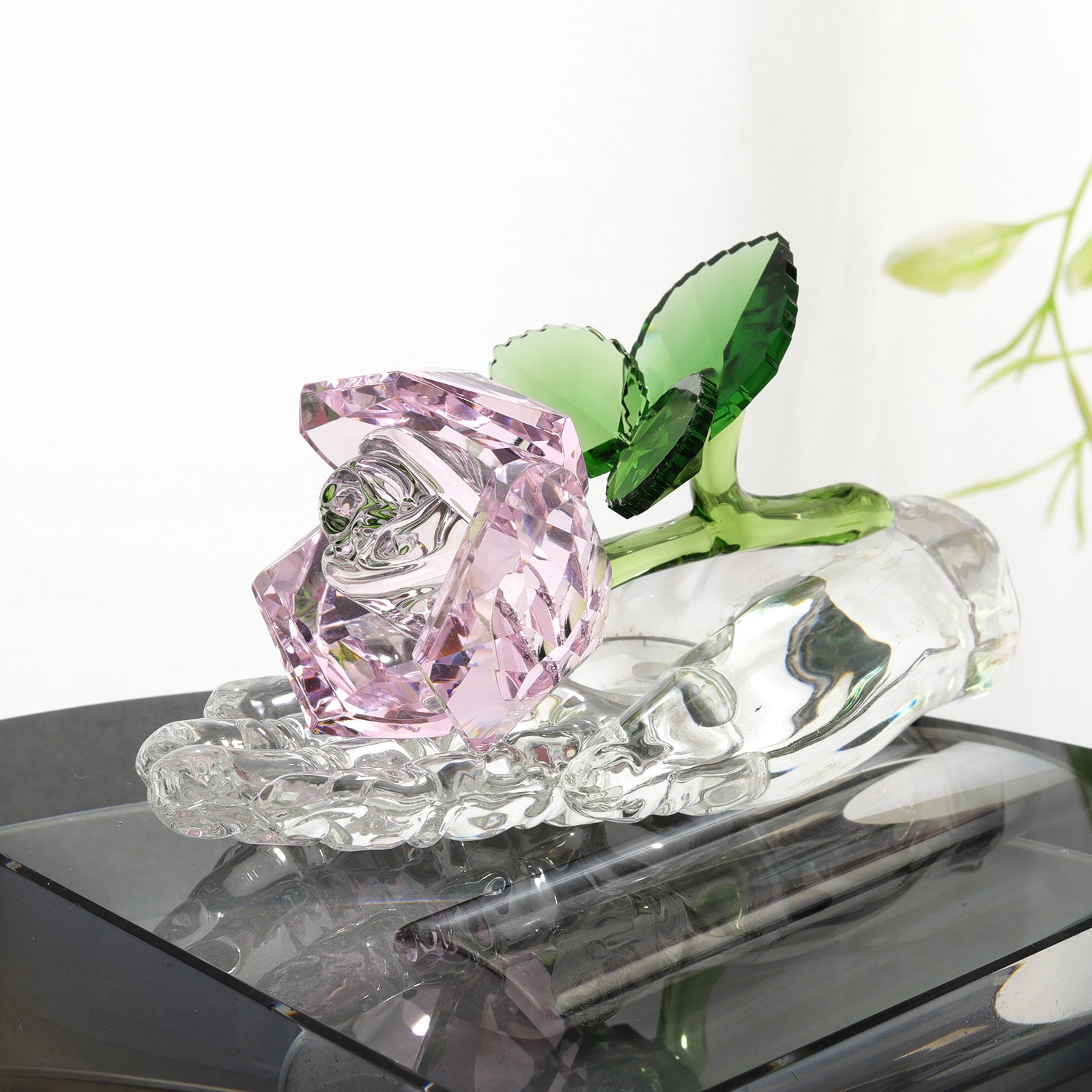Eternal Bloom: Mini Crystal Rose - Home Decor Crystal Sleek Contemporary Sophisticated Unique Elegant Decorative Trendy stylish Chic Minimalist Artistic Luxury Designer tabletop table decor