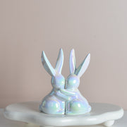 Ceramic Rabbit Bookends Set | Adorable Decorative Accent Home Decor Modern Sleek Contemporary book supports Unique Elegant Decorative Trendy Geometric Chic Minimalist Artistic Luxury Designer book holder tabletop table decor