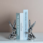 Ceramic Rabbit Bookends Set | Adorable Decorative Accent Home Decor Modern Sleek Contemporary book supports Unique Elegant Decorative Trendy Geometric Chic Minimalist Artistic Luxury Designer book holder tabletop table decor